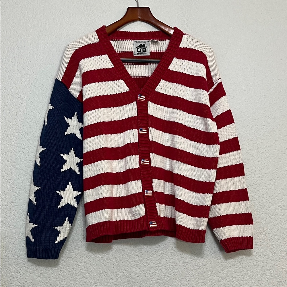 Vintage Storybook Knits Patriotic Cardigan Sweater